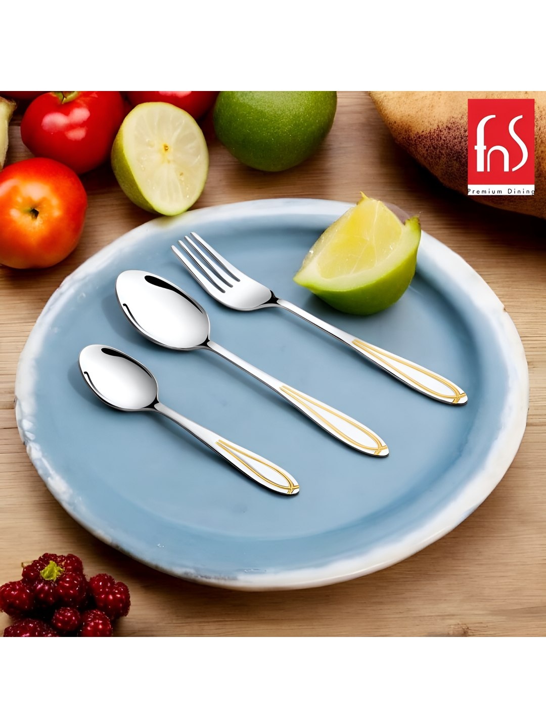 

FNS 18 Pieces Stainless Steel Spoons & Forks Cutlery Set, Silver