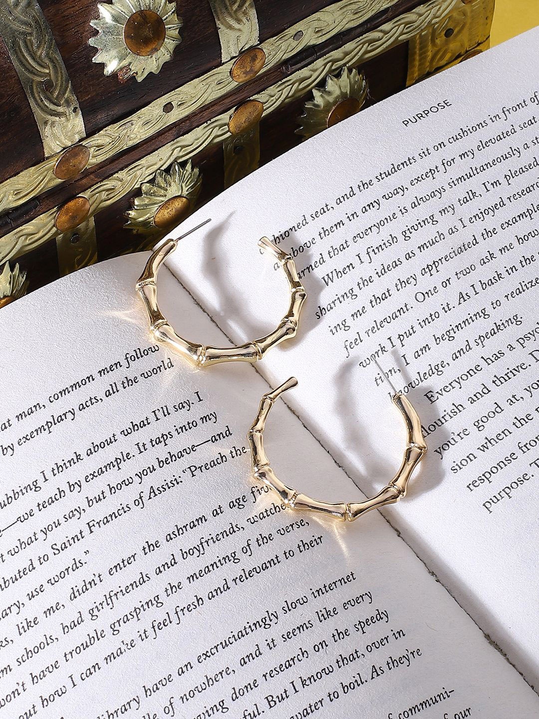 

ELLE Gold Plated Contemporary Half Hoop Earrings