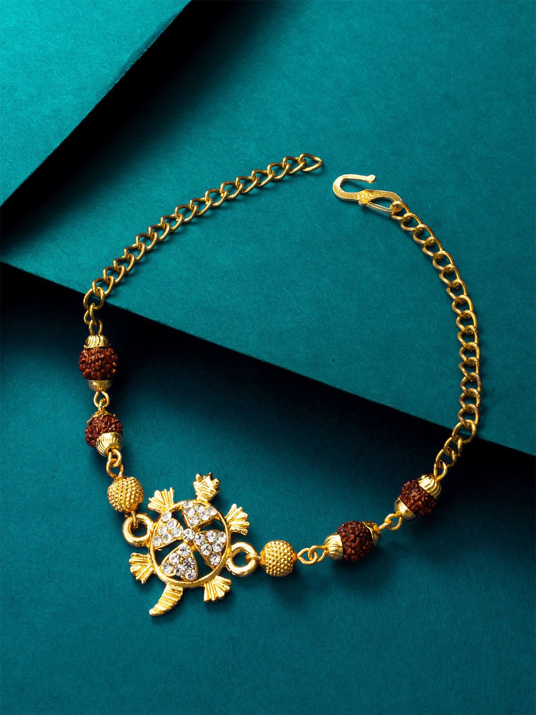 

aadita Gold-Plated Rudraksh Link Bracelet