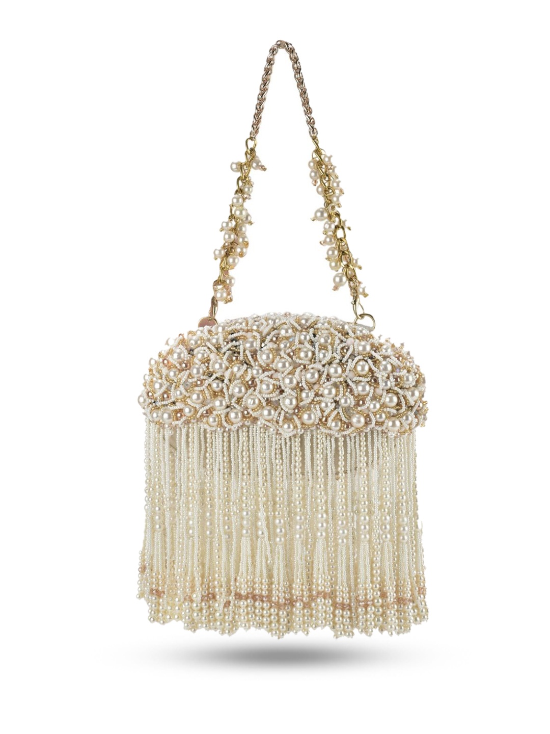 

Forever Noor Women Suede Handheld Bag with Fringed, White