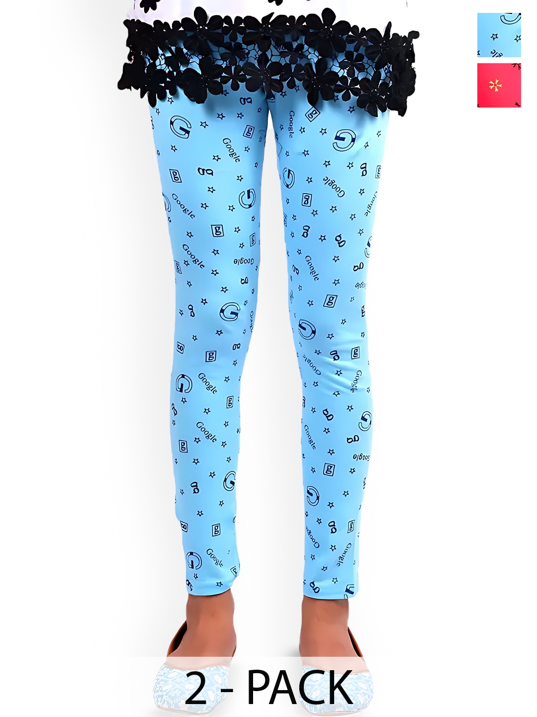 

BAESD Girls Pack Of 2 Printed Ankle-Length Leggings, Blue