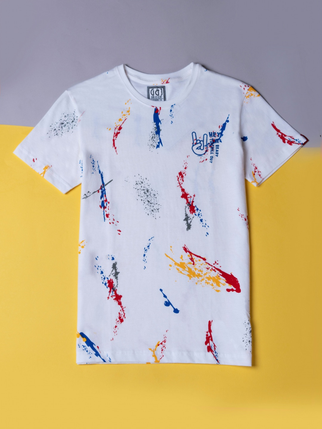 

Gini and Jony Boys Abstract Printed Round Neck Cotton T-shirt, White