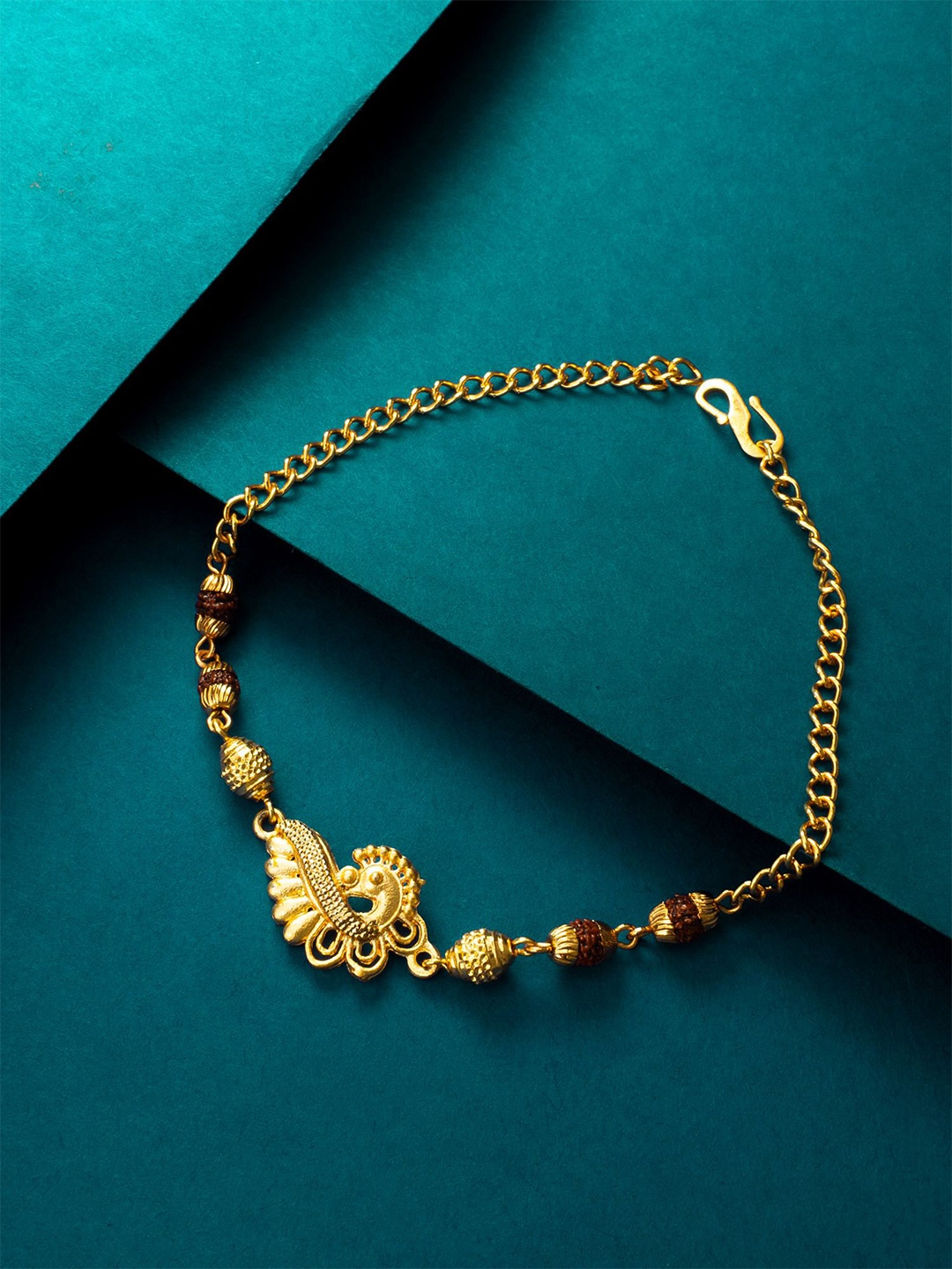 

aadita Gold-Plated Peacock Link Bracelet