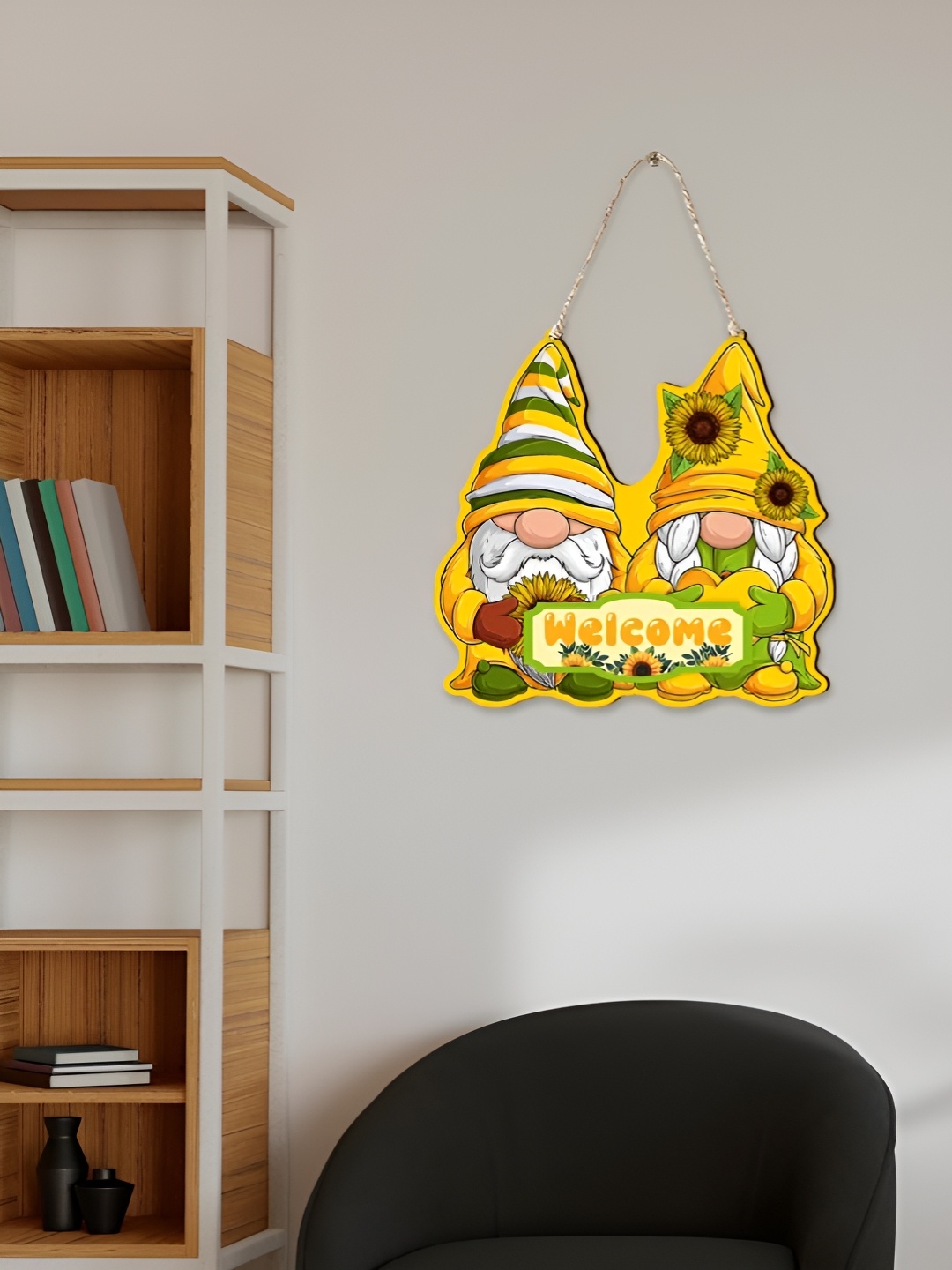 

CVANU Yellow & Green Printed Wooden Wall Hanging Decor