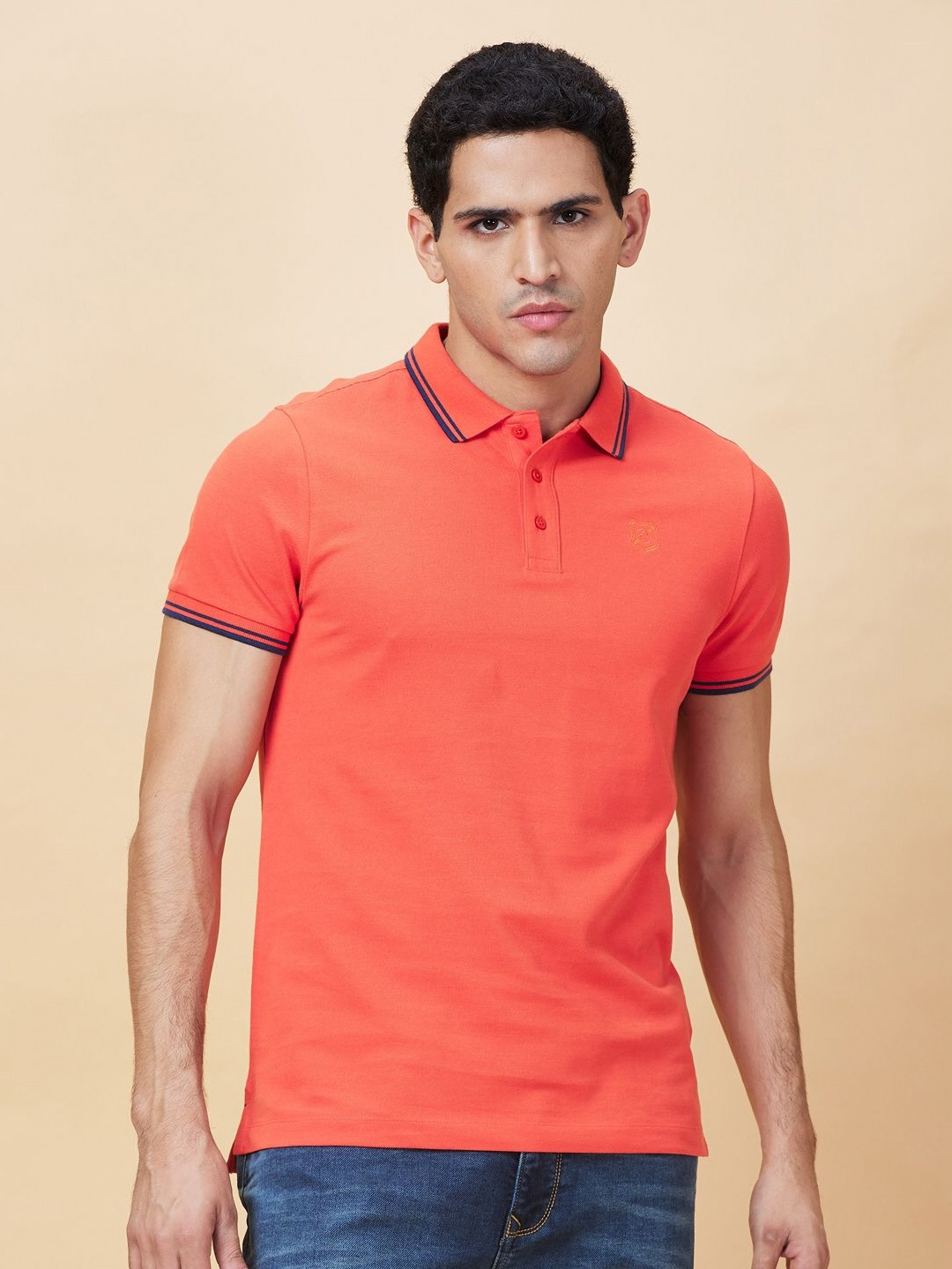 

Being Human Men Solid Polo Collar Cotton T-shirt, Red
