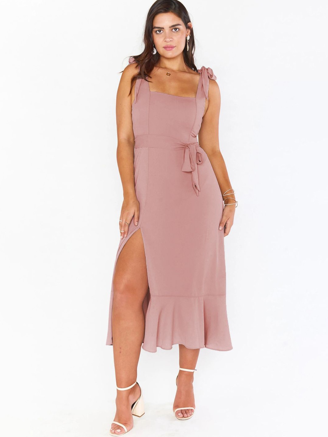 

StyleCast Shoulder Straps Sheath Midi Dress, Pink