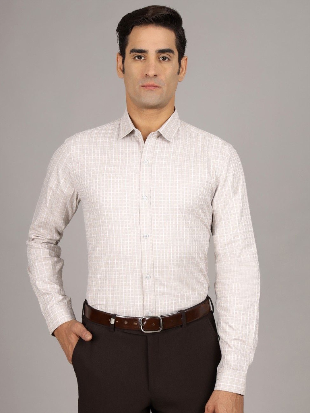

Gavin Paris Men Original Checked Cotton Semiformal Shirt, Pink