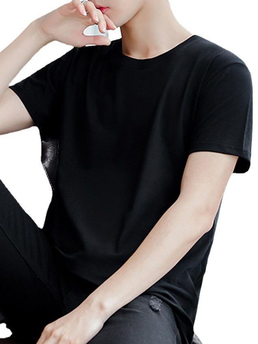 

StyleCast Men Cotton Extended Sleeves Solid T-shirt, Black