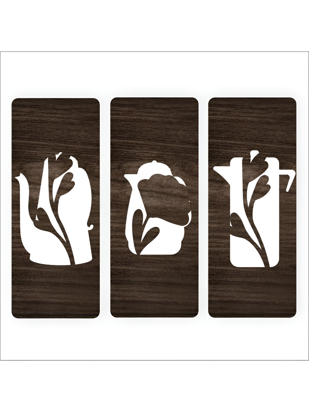 

CVANU 3Pcs Brown & White Printed Wooden Wall Hangings