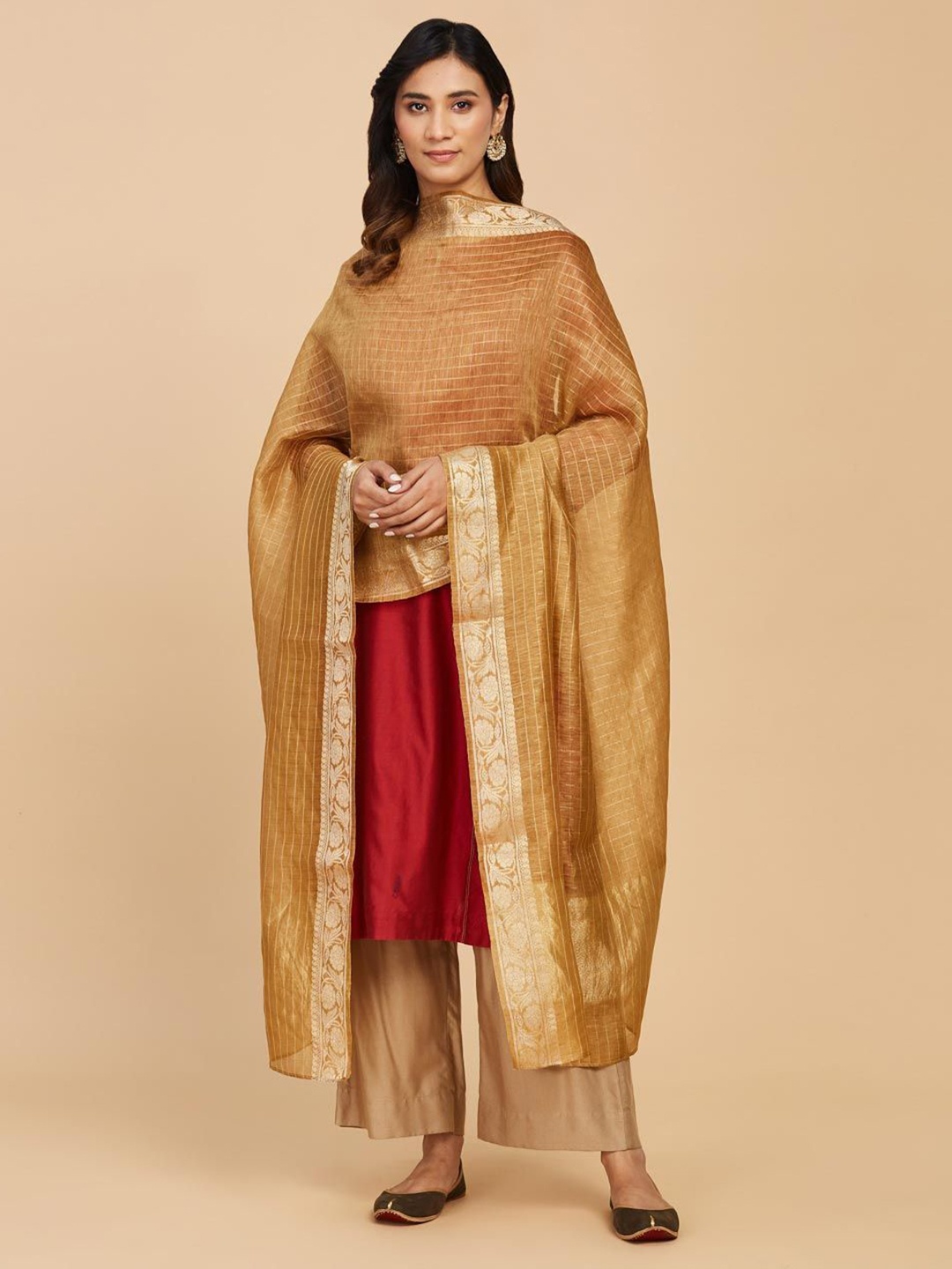 

Fabindia Ethnic Motifs Woven Design Dupatta, Yellow