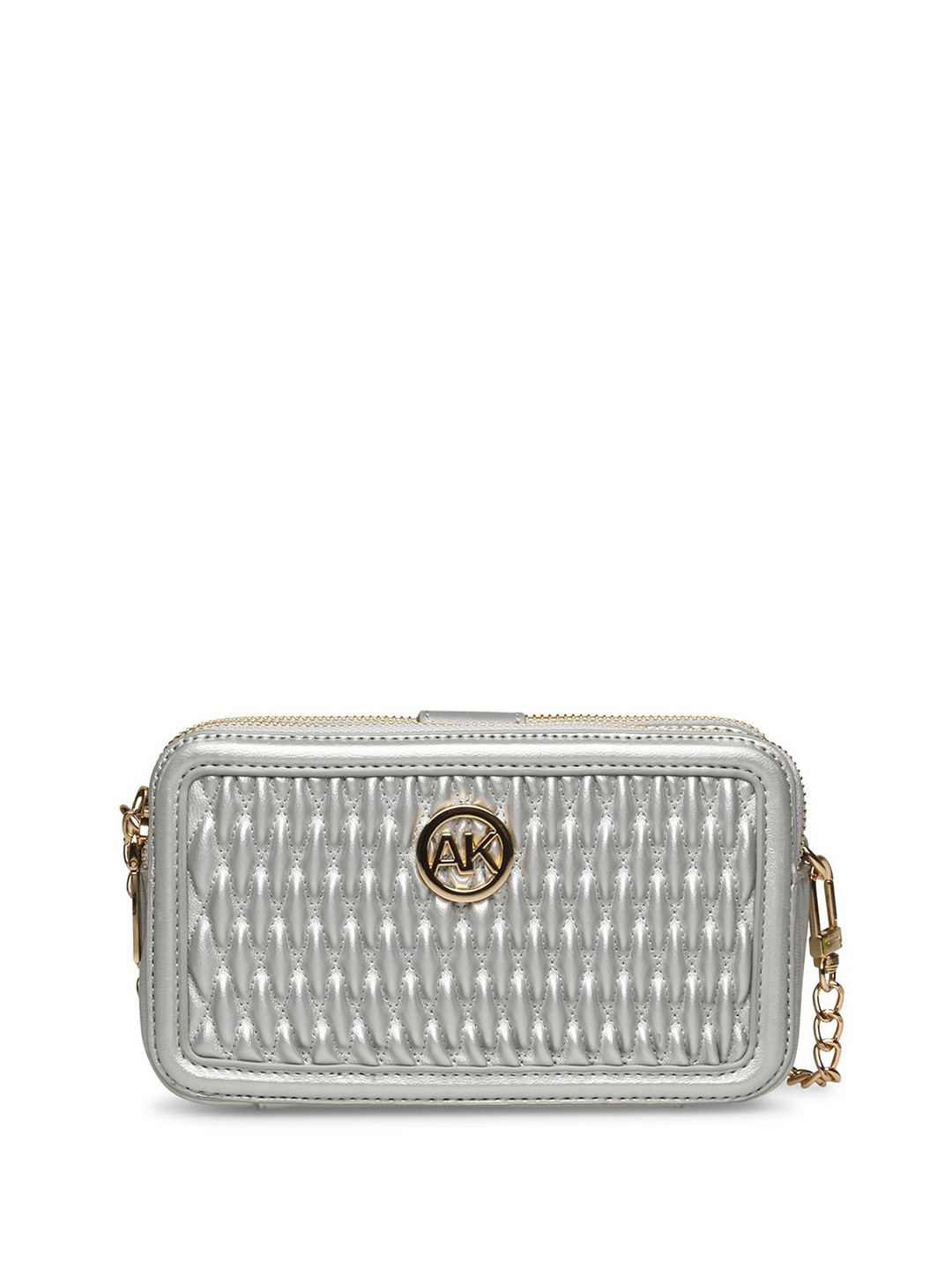 

ANNE KLEIN Women Textured Crosbody Sling Bag, Silver