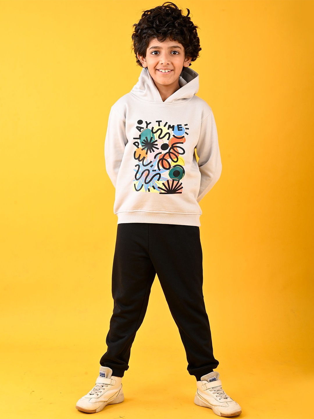 

Anthrilo Boys Printed Hood Sweatshirt & Joggers, Grey
