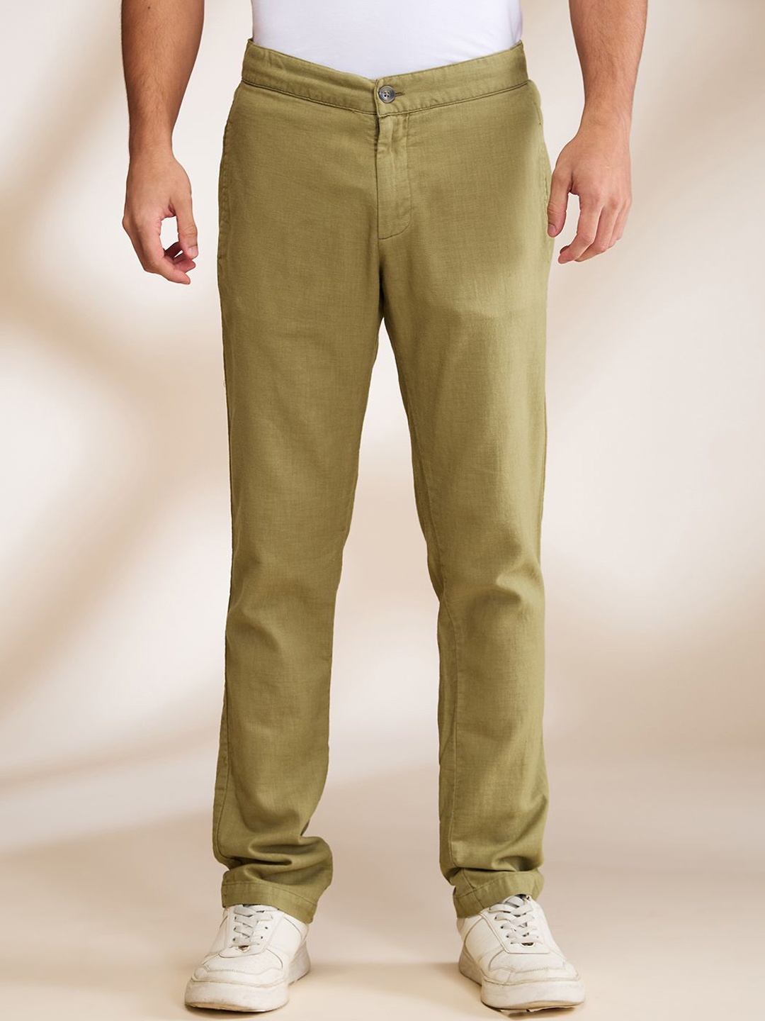 

Being Human Men Slim Fit Trousers, Olive