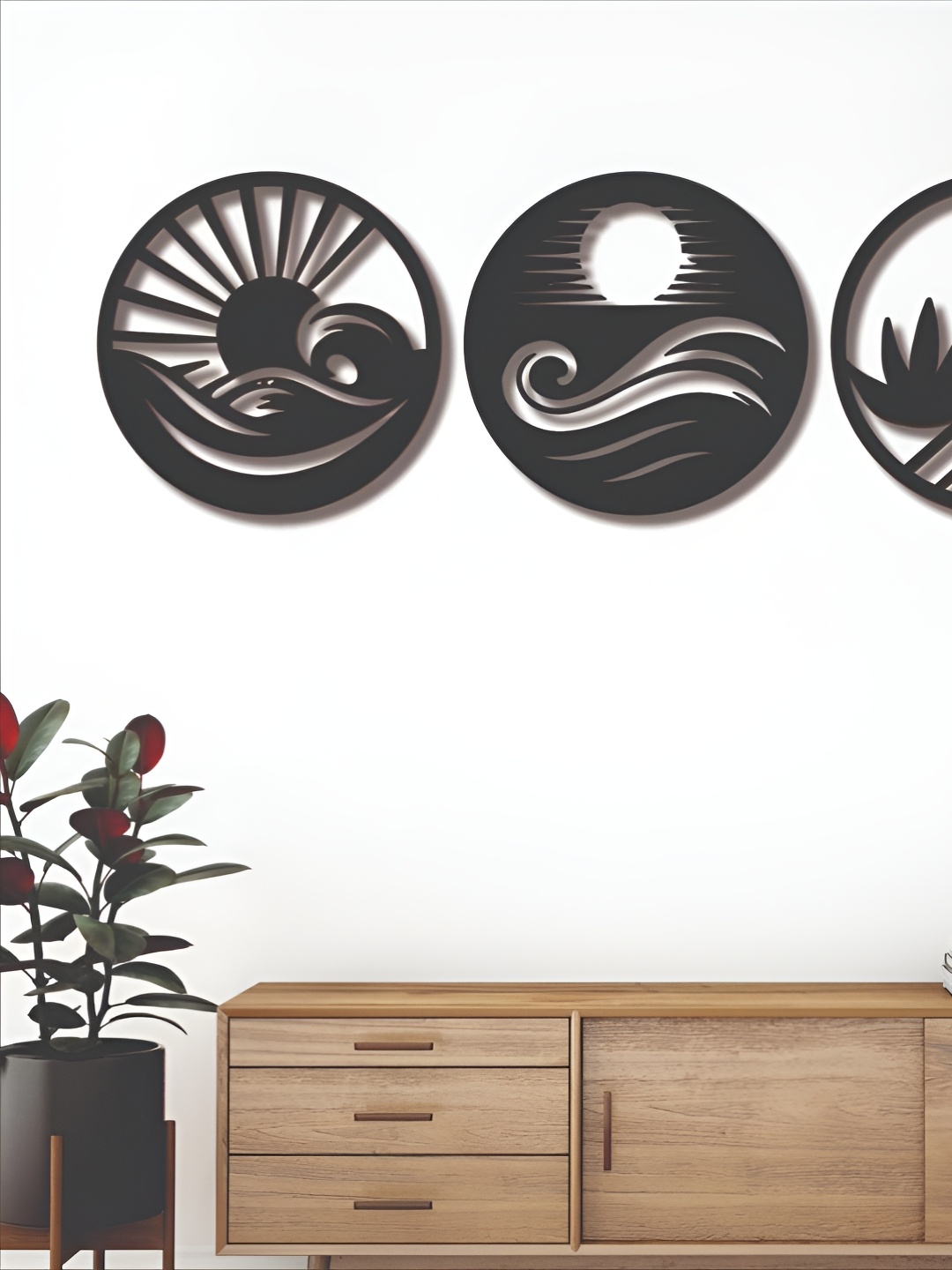 

CVANU Black & White 3 Pieces Wooden Wall Hangings