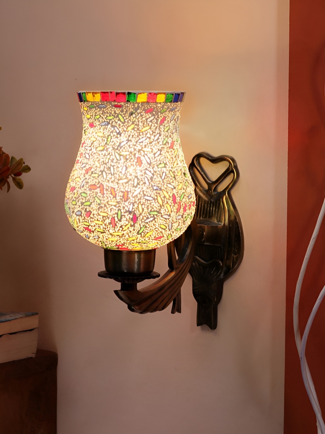 

Devansh White & Red Textured Metal Contemporary Bell Shaped Wall Lamp