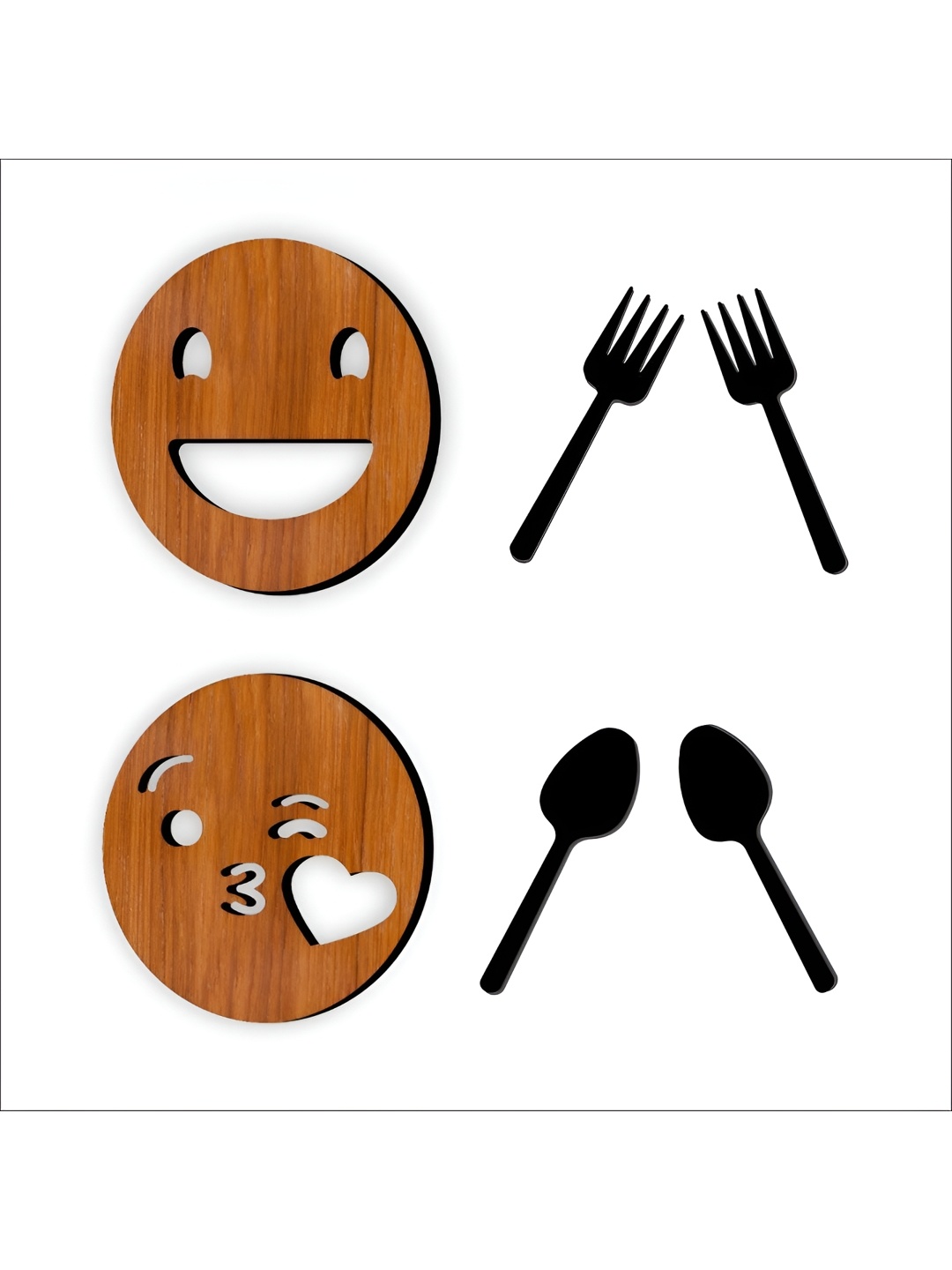 

CVANU Brown & Black 6 Pieces Wooden Wall Decor