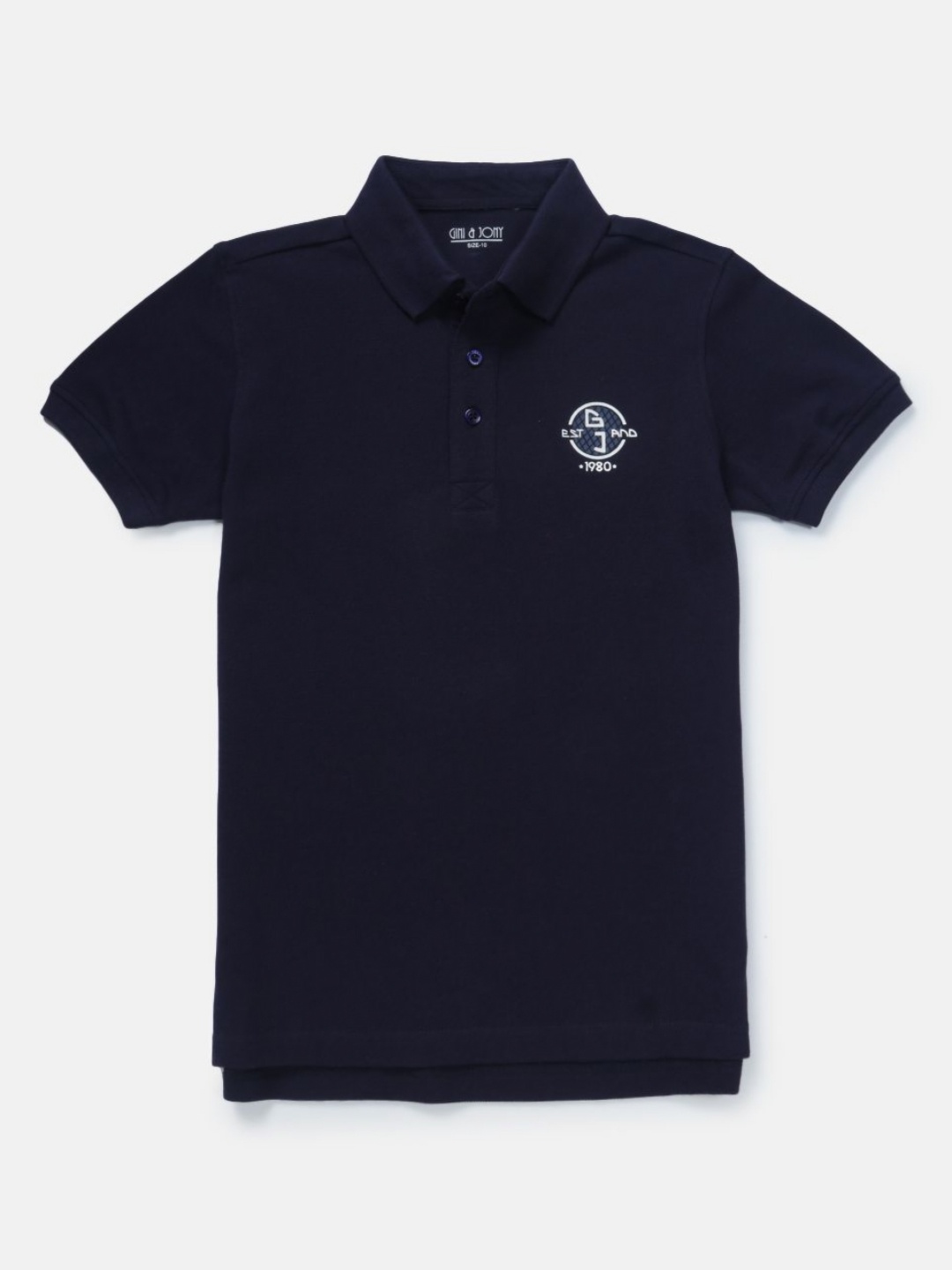 

Gini and Jony Boys Brand Logo Printed Polo Collar Cotton T-shirt, Navy blue
