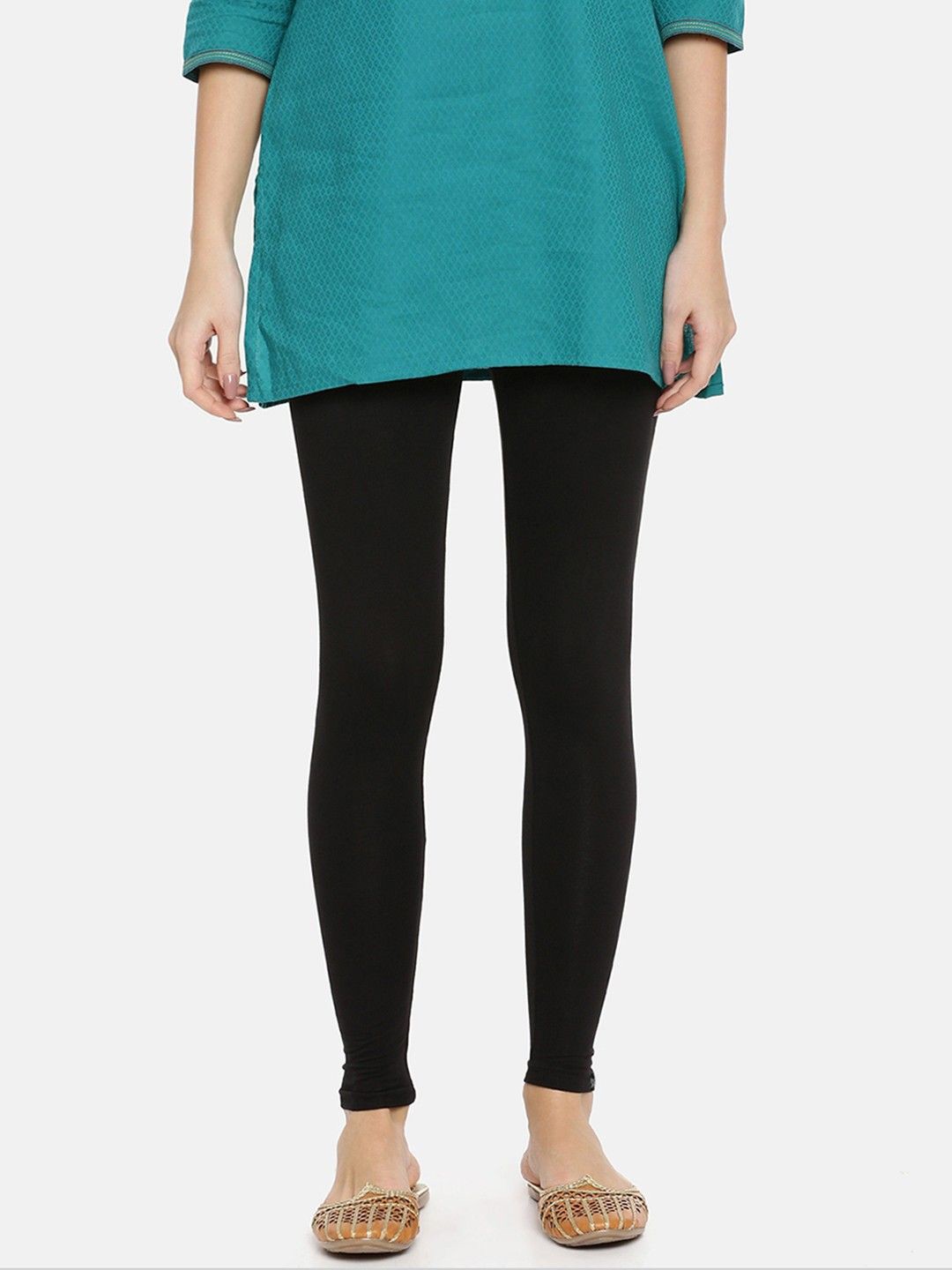 

TWIN BIRDS Women Solid Super Stretch Cotton Ankle Length Leggings, Black