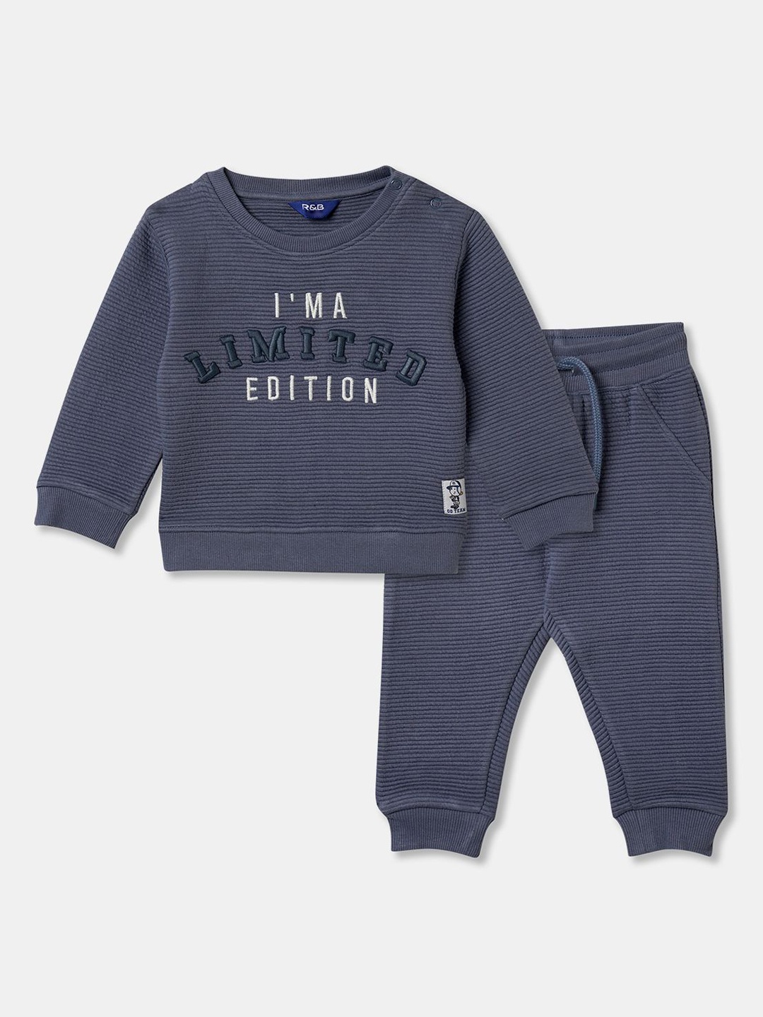 

R&B Boys Printed Pure Cotton Sweatshirt With Joggers Set, Blue
