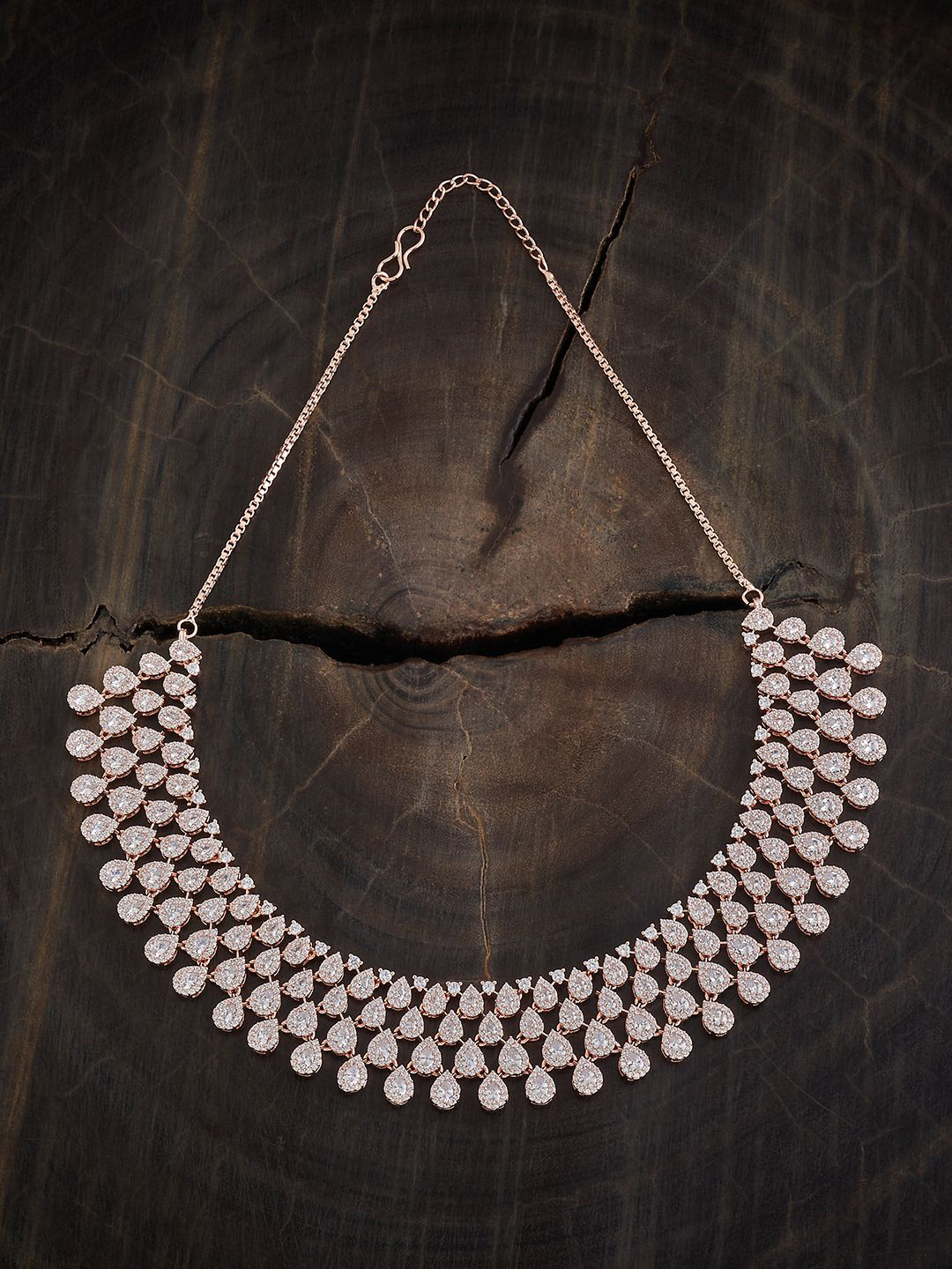

Kushal's Fashion Jewellery Rose Gold-Plated Cubic Zirconia Studded Party Necklace