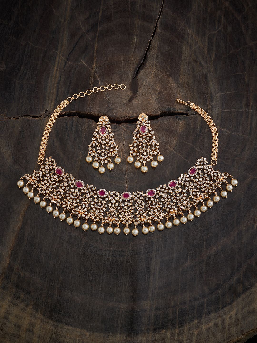 

Kushal's Fashion Jewellery Gold-Plated CZ Stones-Studded & Beaded Jewellery Set