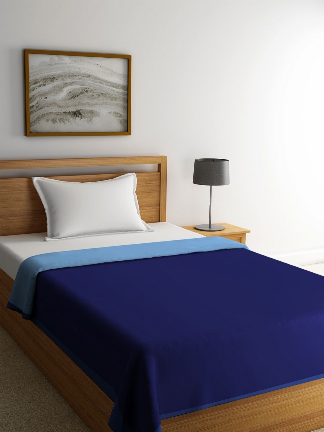 

ROMEE Navy Blue AC Room 300 GSM Single Bed Dohar