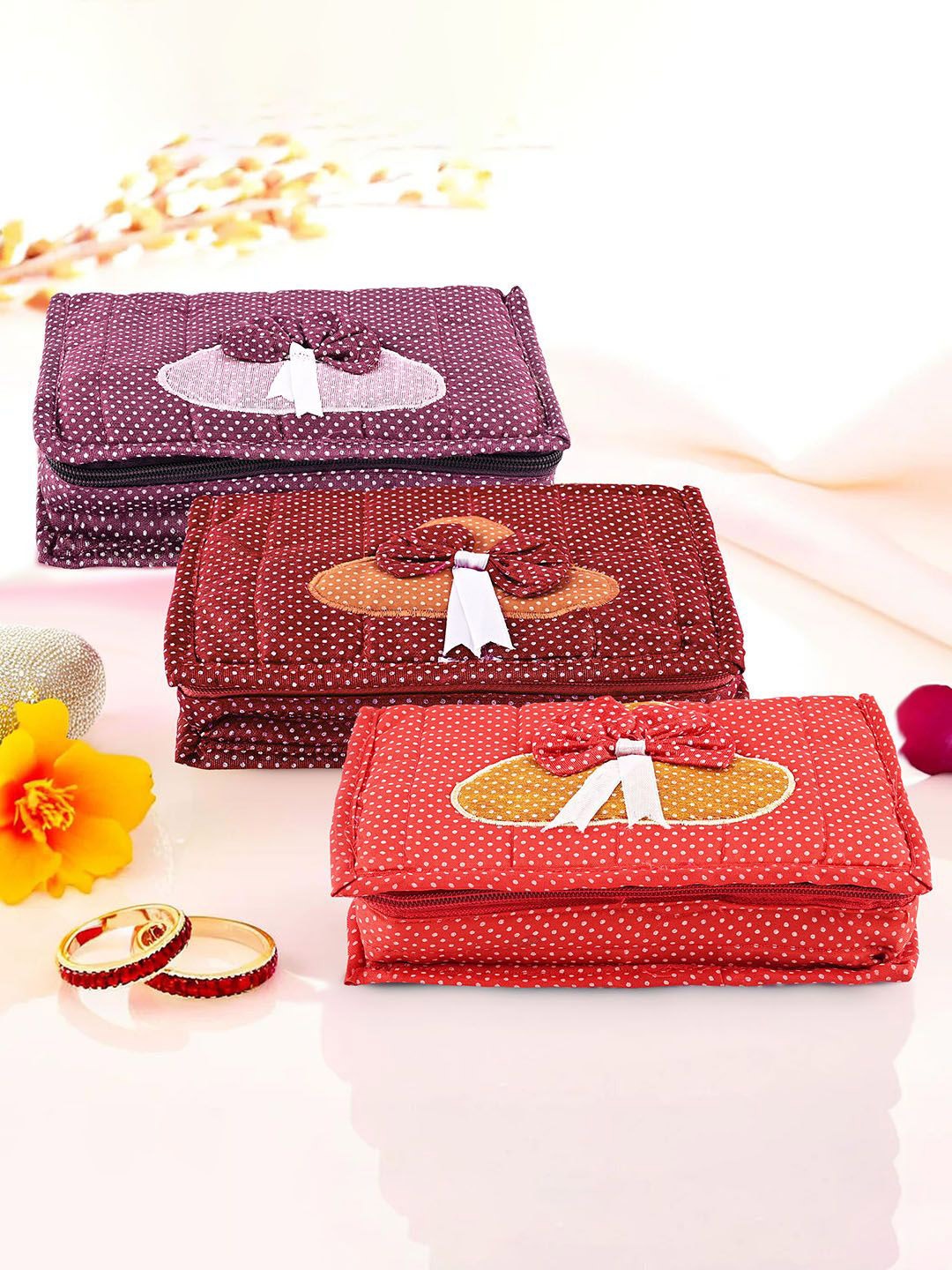 

Kuber Industries Maroon & Purple 3 Pieces Printed Multi-Utility Organisers