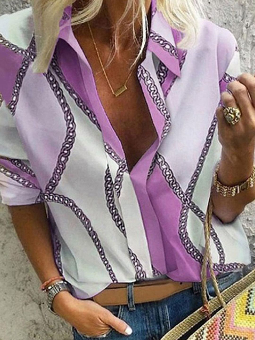 

StyleCast Print Kimono Sleeve Georgette Tank Top, Purple