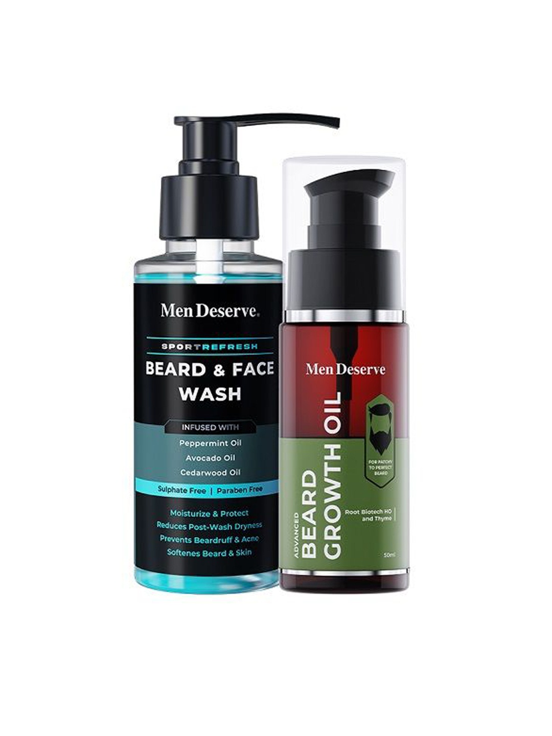 

Men Deserve Set Of 2 Beard & Face Wash-100ml & Beard Growth Oil-50ml, Black