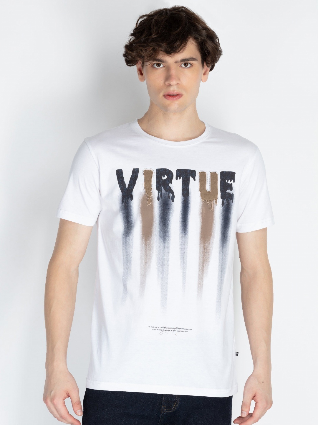 

Status Quo Men Typography Printed Round Neck Cotton T-shirt, White
