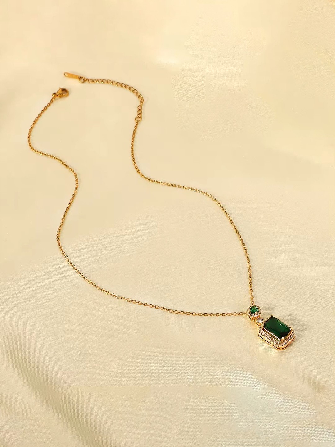 

MEENAZ Gold Plated Stainless Steel American Diamond Necklace