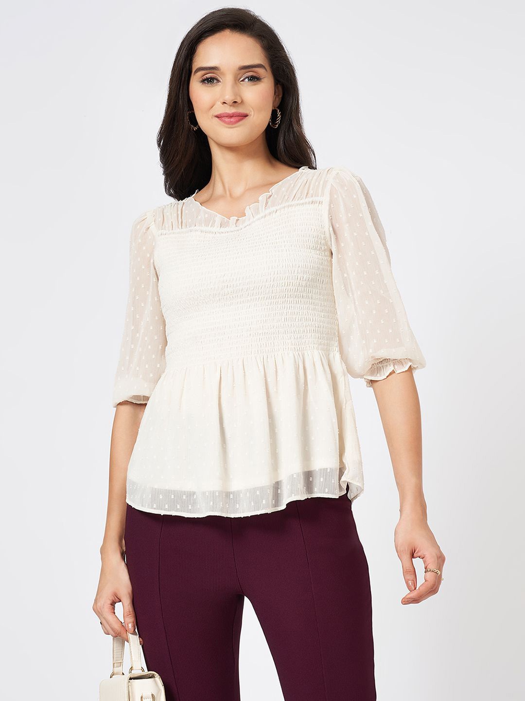 

Honey by Pantaloons Peplum Top, Off white