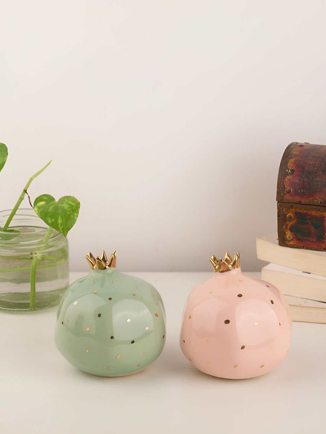 

Glimpse Homes Pink & Green 2 Pieces Pomegranate Figurine Showpieces