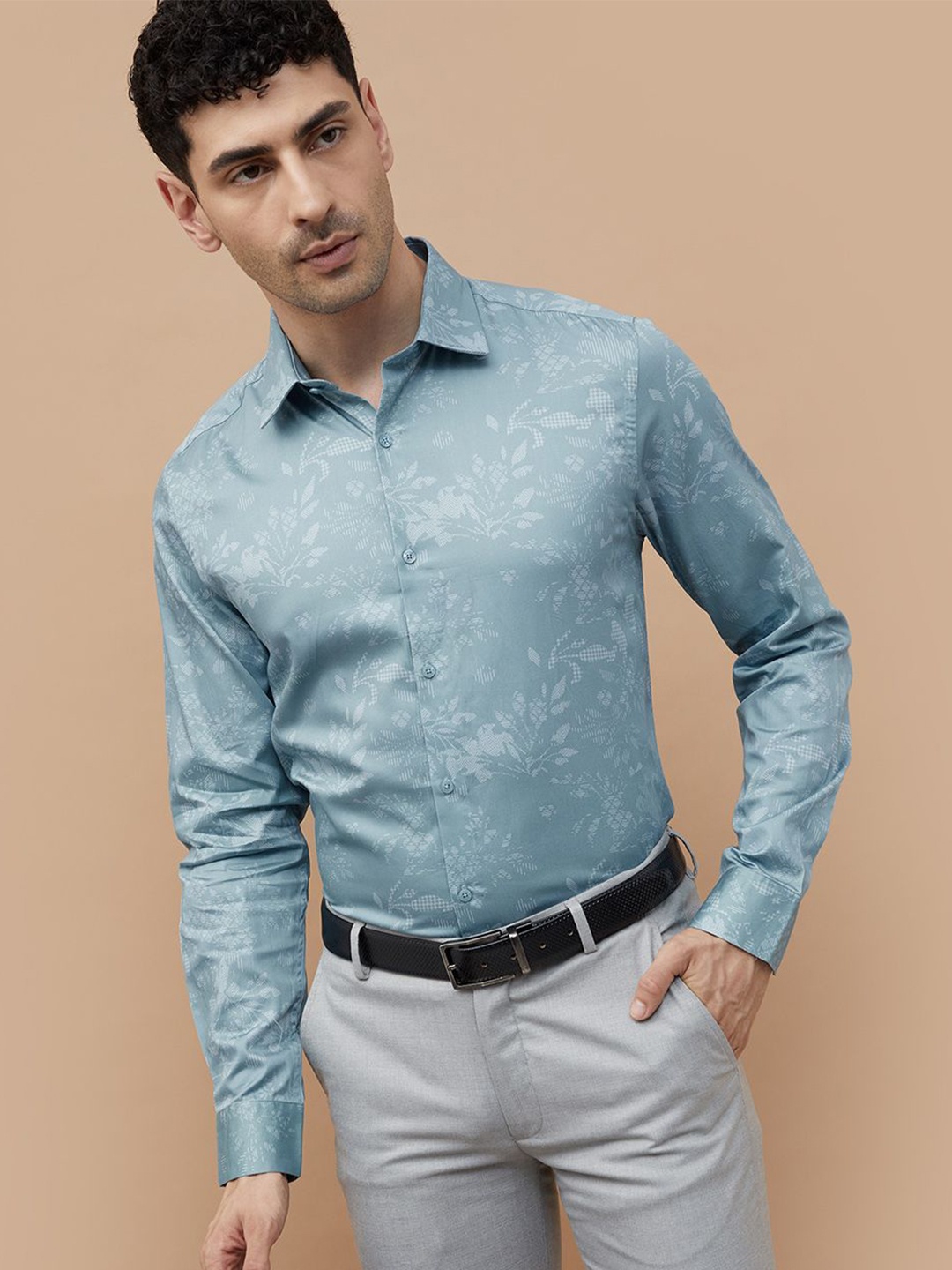 

CODE by Lifestyle Men Spread Collar Floral Printed Cotton Casual Shirt, Teal