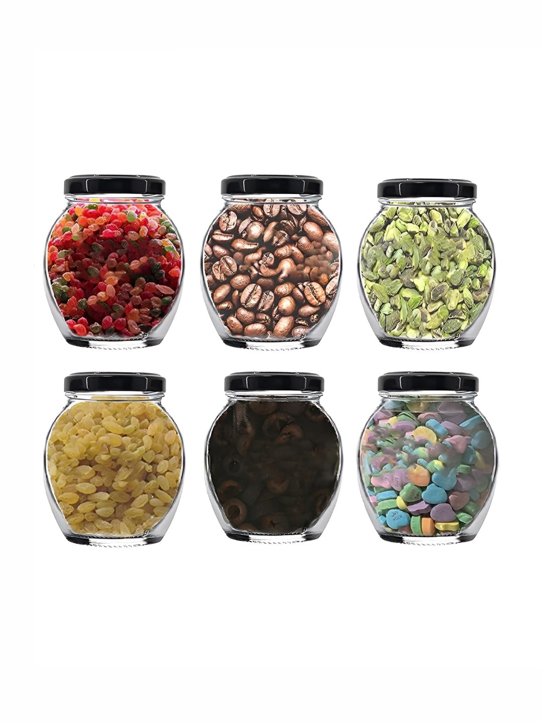 

tyche enterprises Transparent 6 Pieces Glass Dishwasher Safe Container 400ml