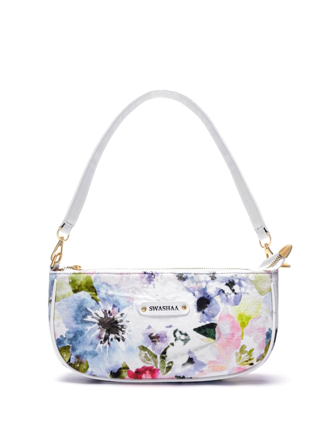 

SWASHAA Women Floral Printed Structured Detachable Sling Strap Shoulder Bag, White