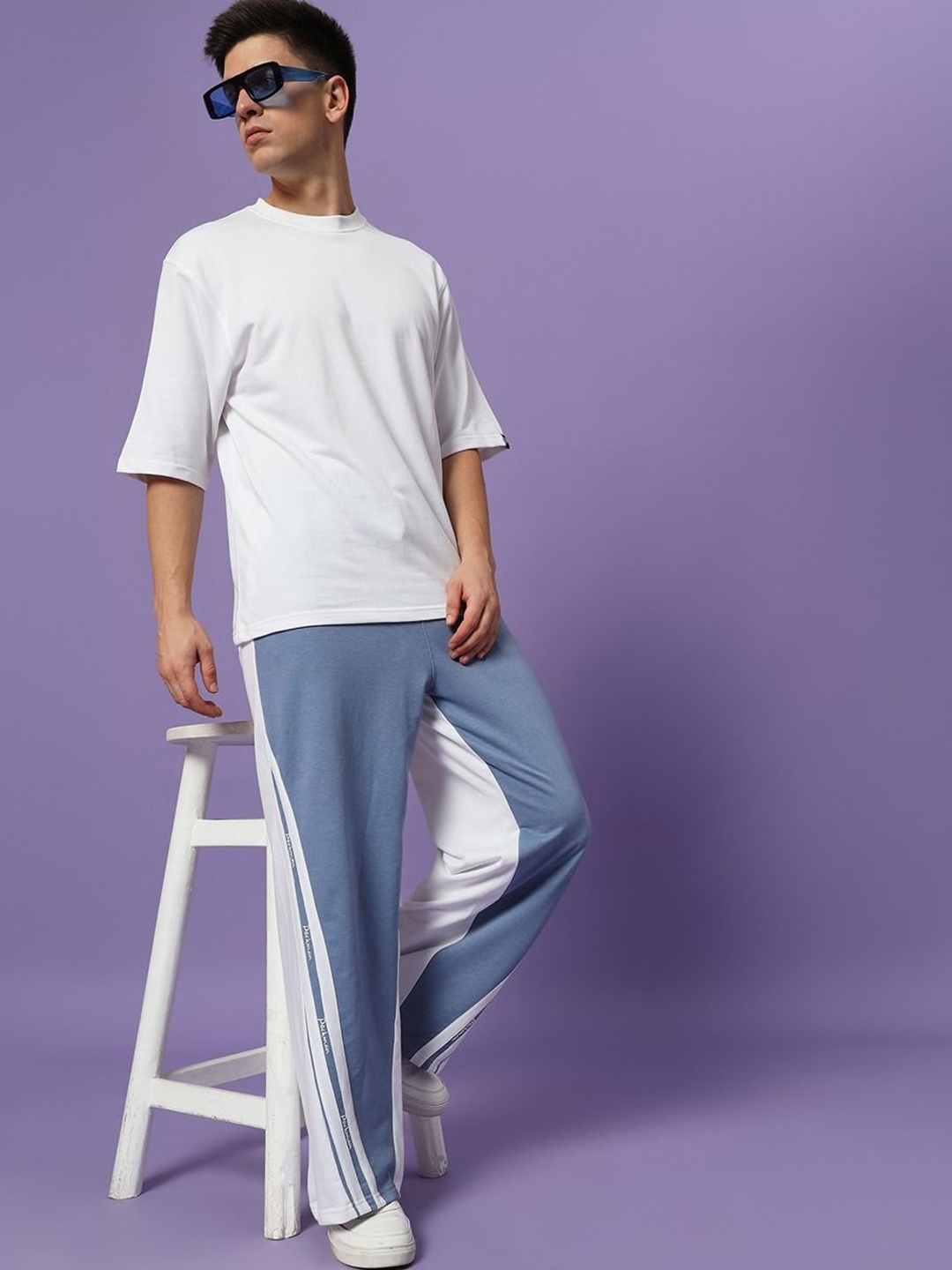 

PockMAN Pure Cotton Round Neck Oversized T-Shirt With Trousers Co-Ords, Blue