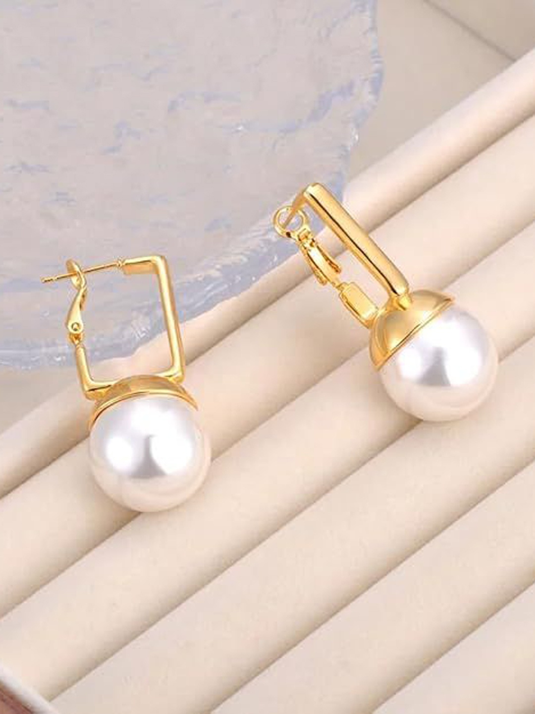 

DIVASTRI Gold-Plated Stainless Steel Contemporary Drop Earrings