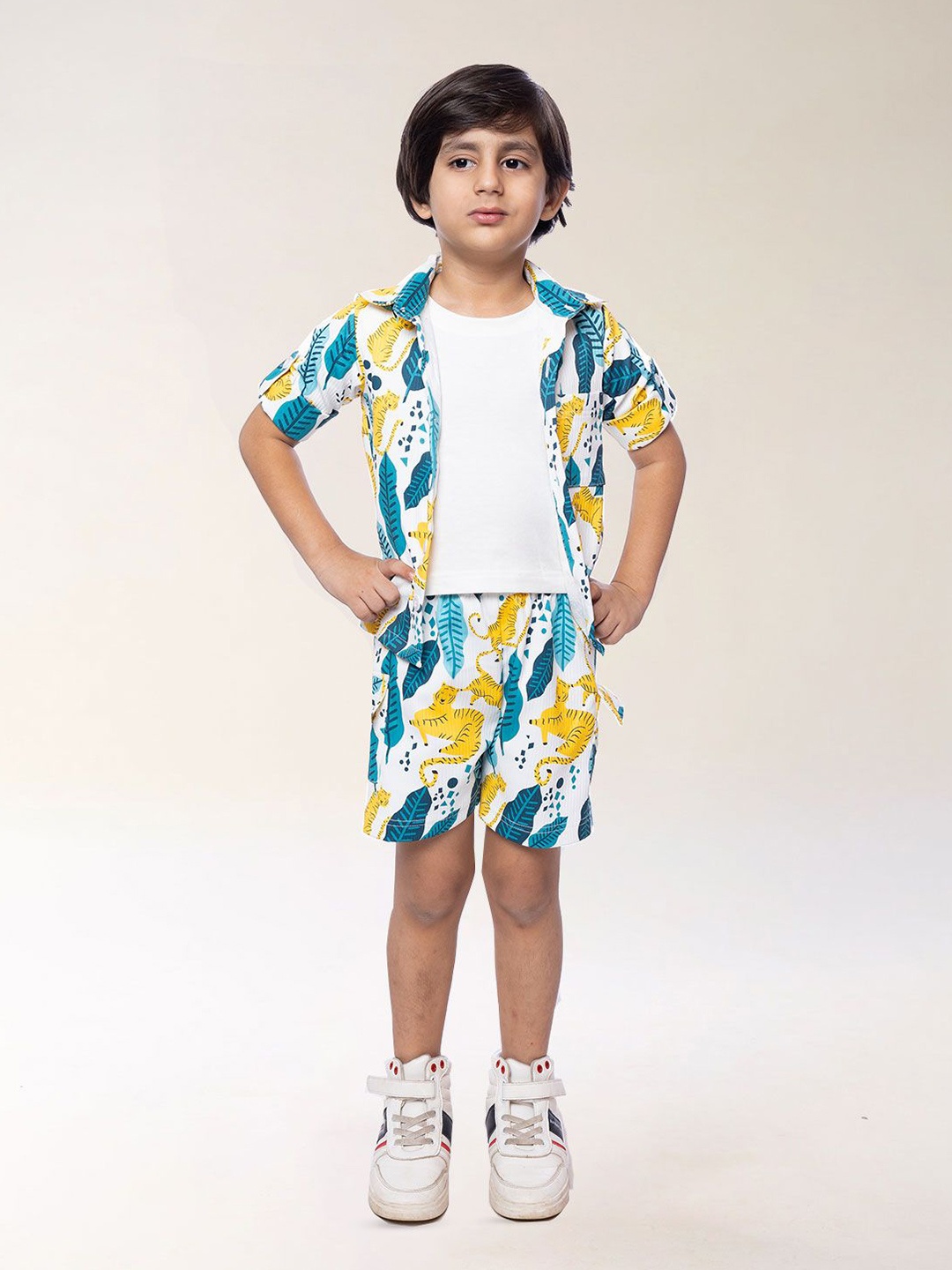 

BAESD Boys Printed Shirt With Short, Blue