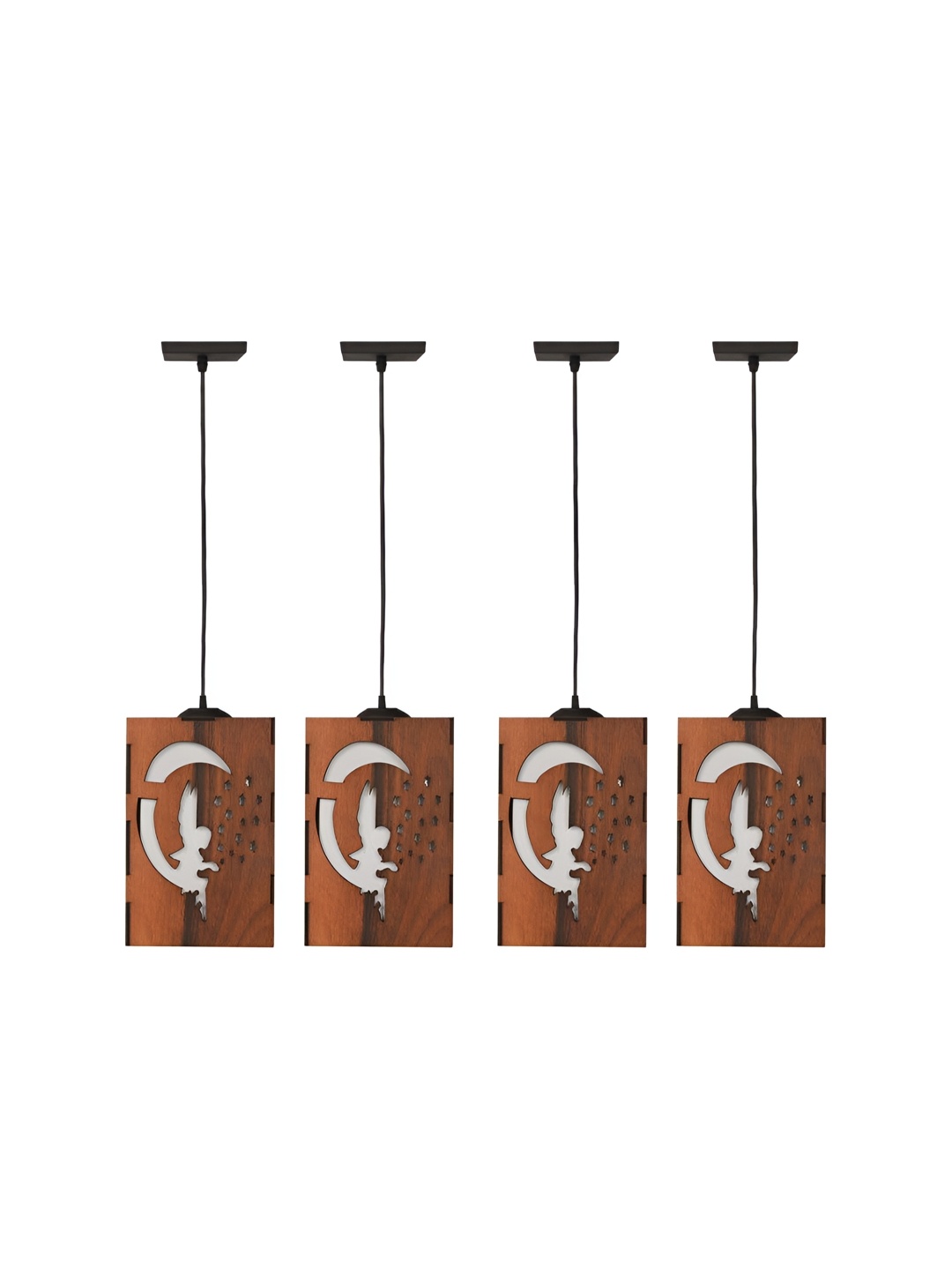 

Afast Black & Brown 4 Pieces Textured Wooden Rectangle Ceiling Lamp
