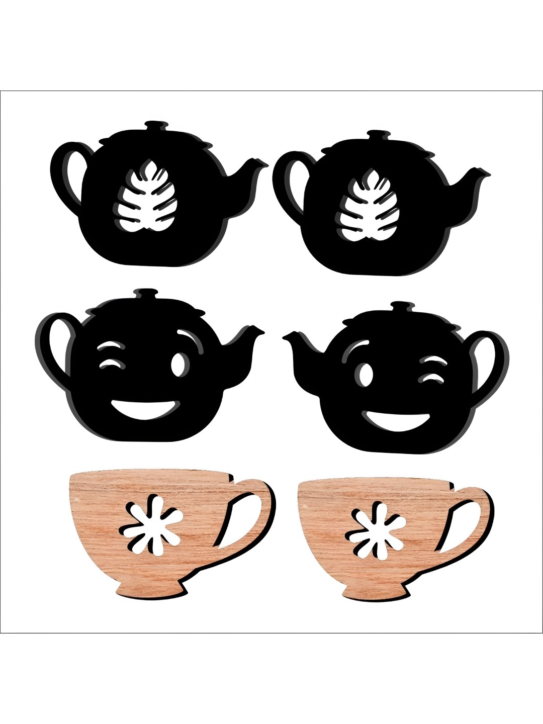 

CVANU 6-Pcs Brown & Black Wooden Wall Hanging