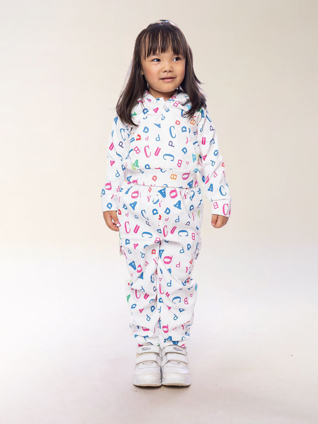 

BAESD Girls Printed Sweatshirt With Pyjamas, White