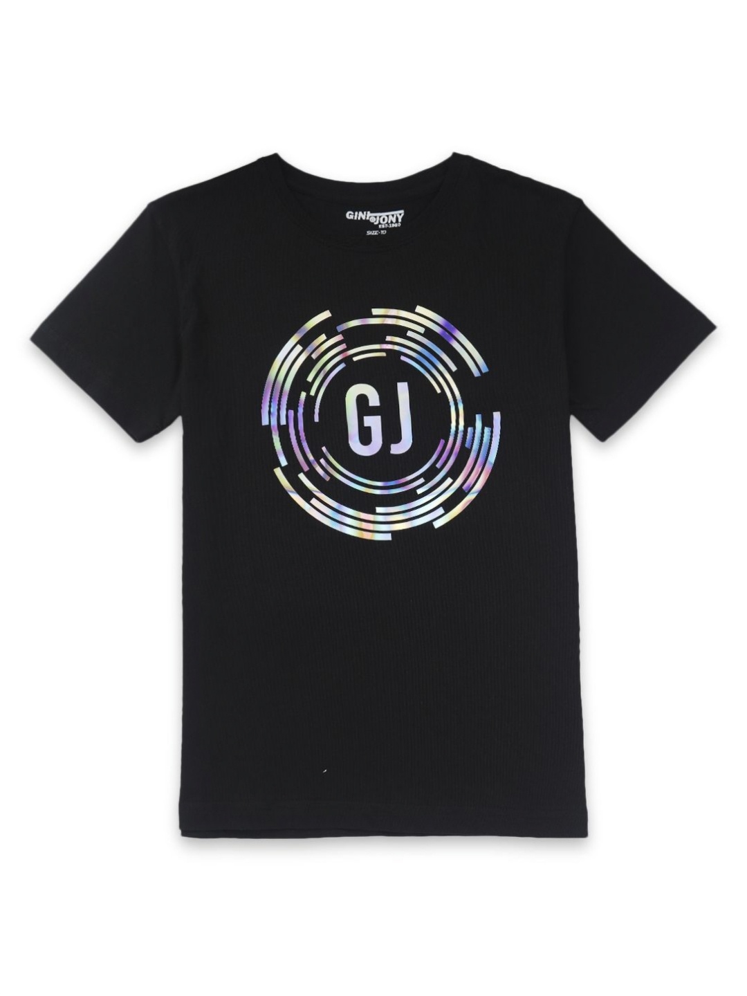 

Gini and Jony Boys Graphic Printed Round Neck Cotton T-shirt, Black