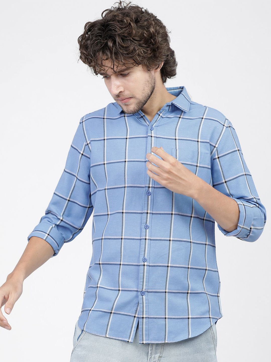 

Ketch Mens Checked Casual Slim Fit Shirt, Blue