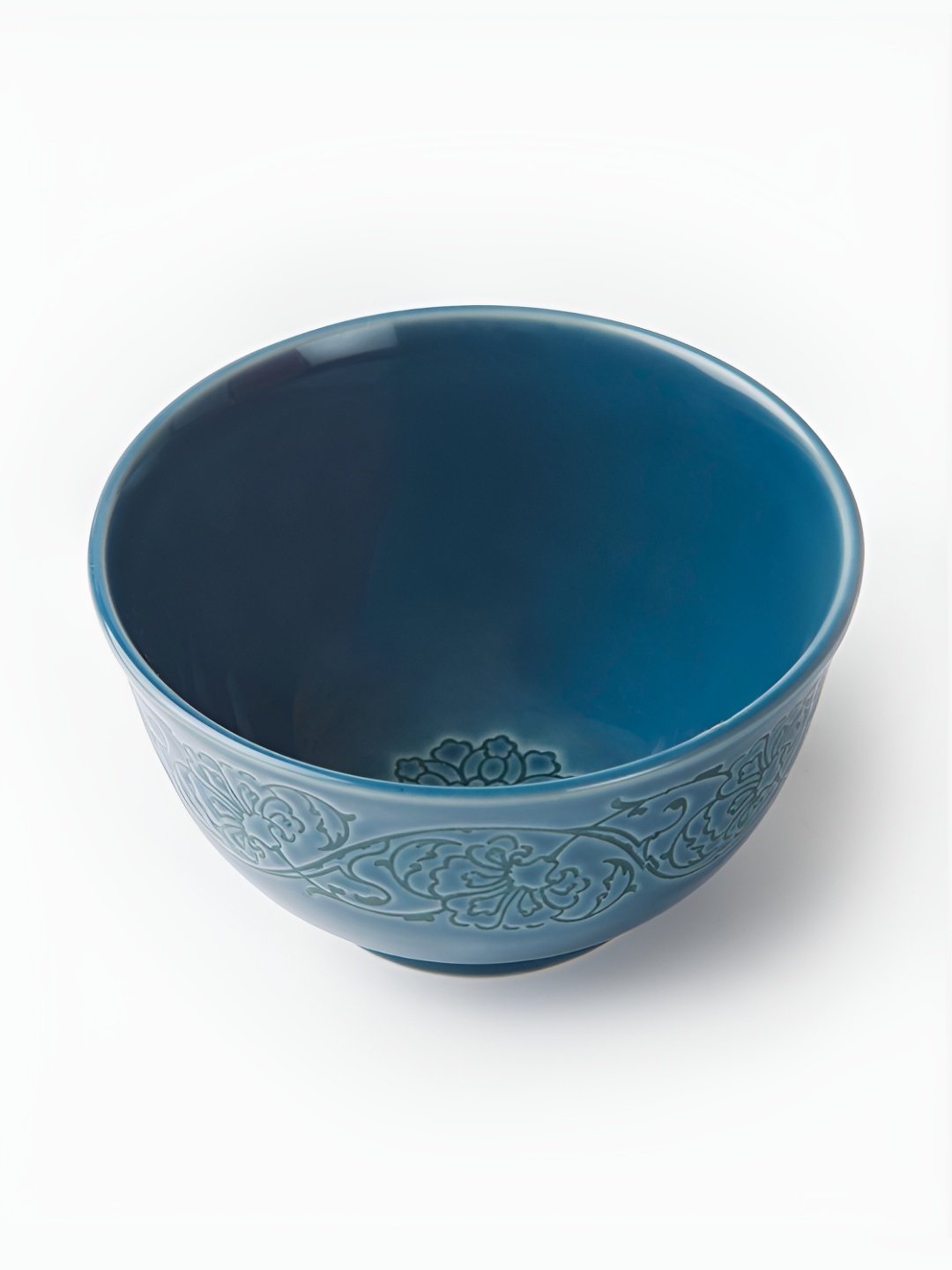 

Fabindia Roma Blue Floral Textured Ceramic Dishwasher Microwave Safe Dip Bowl 300ml