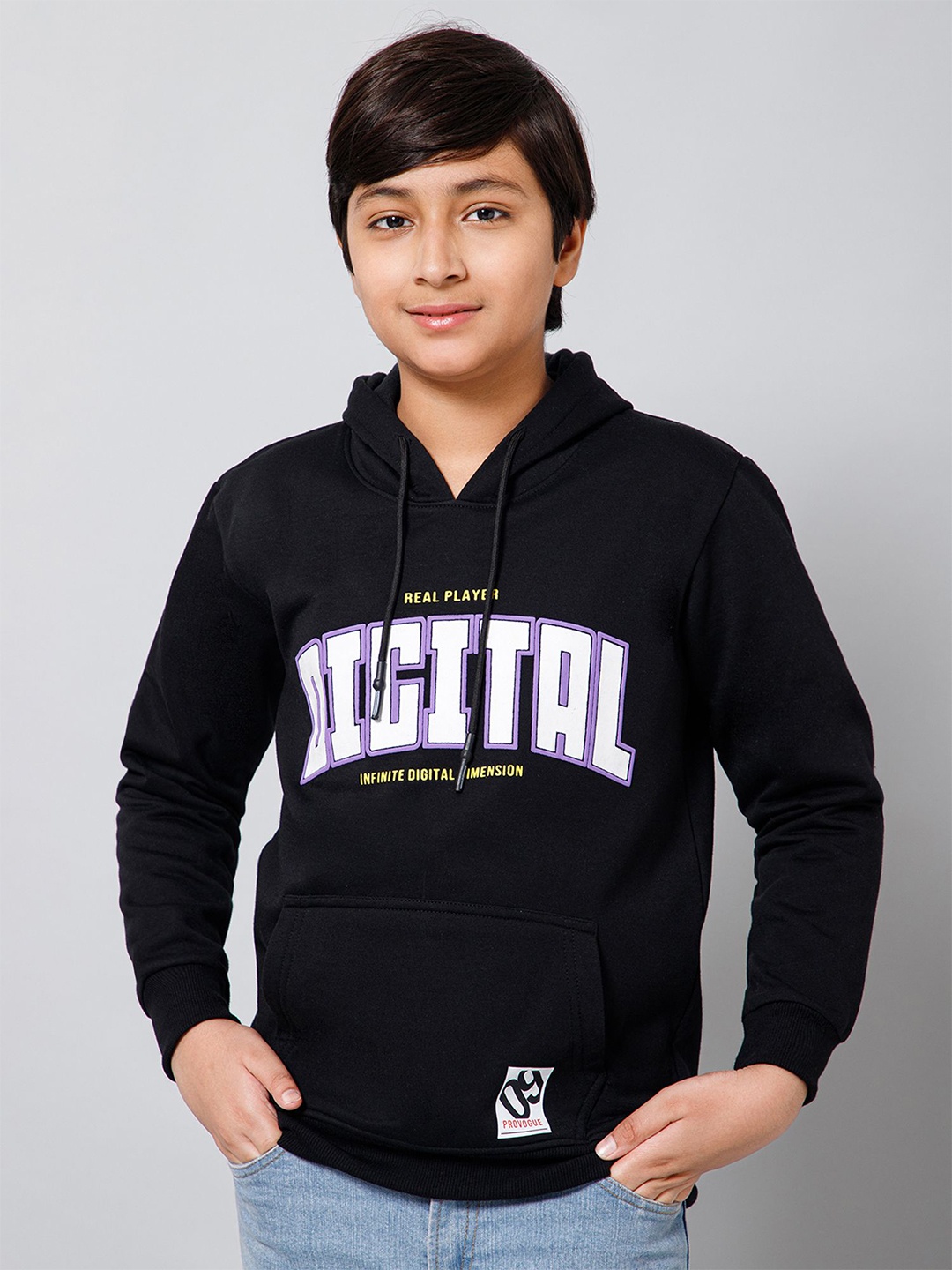 

Provogue Boys Printed Hooded Sweatshirt, Grey
