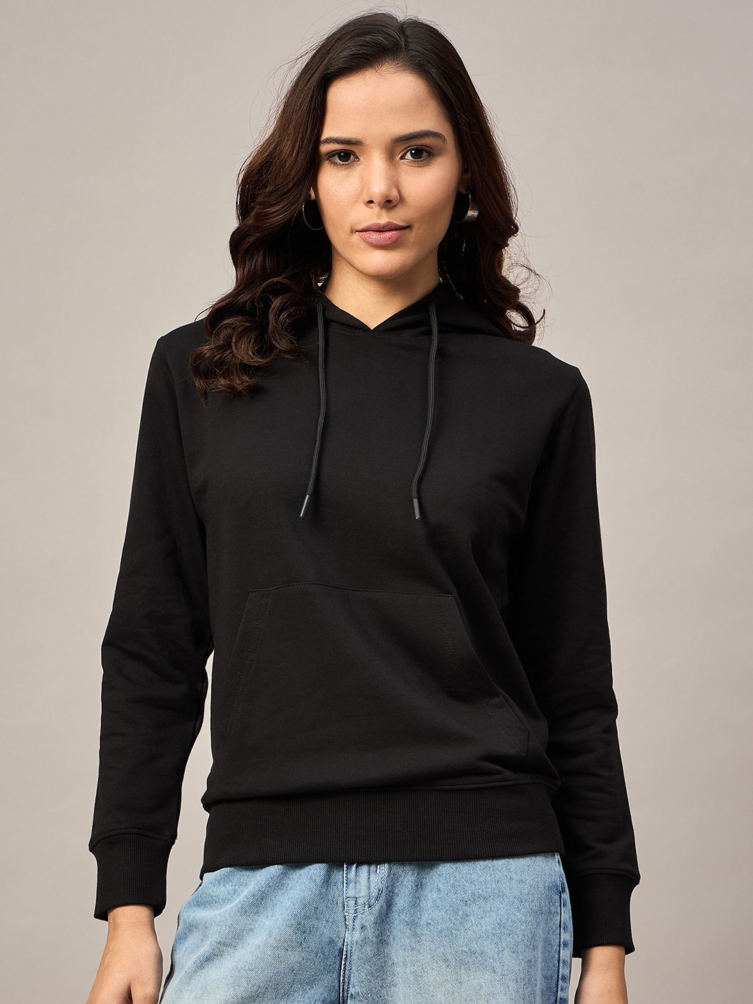 

The Roadster Lifestyle Co. Women Solid Hoodie Sweatshirt, Black