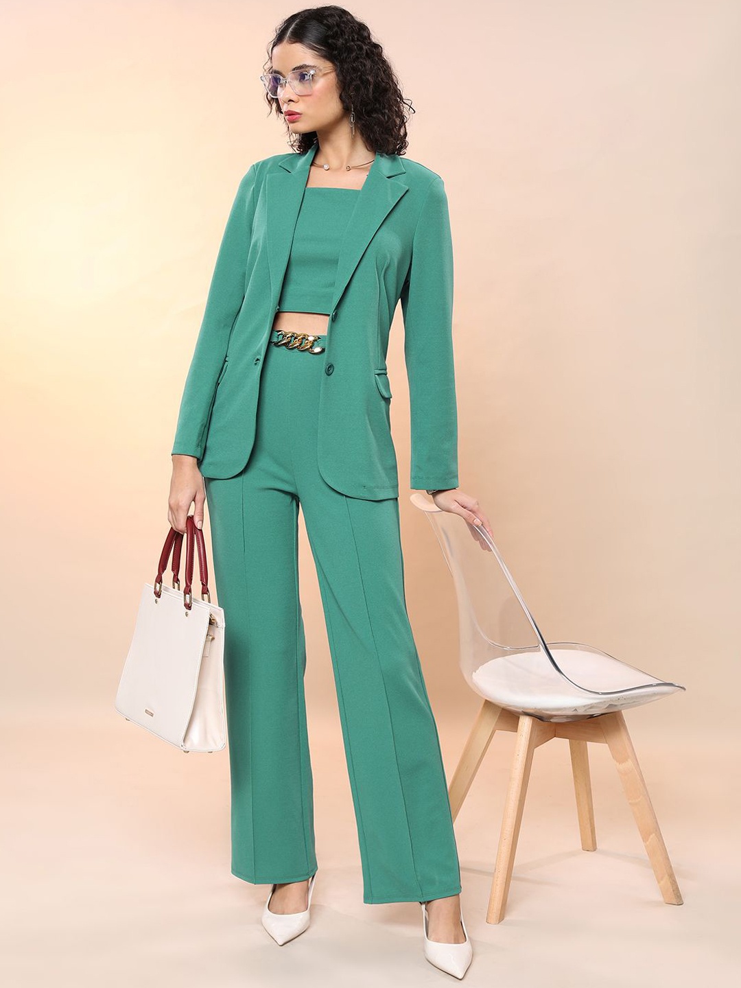 

Tokyo Talkies Green Top With Trouser With Blazer