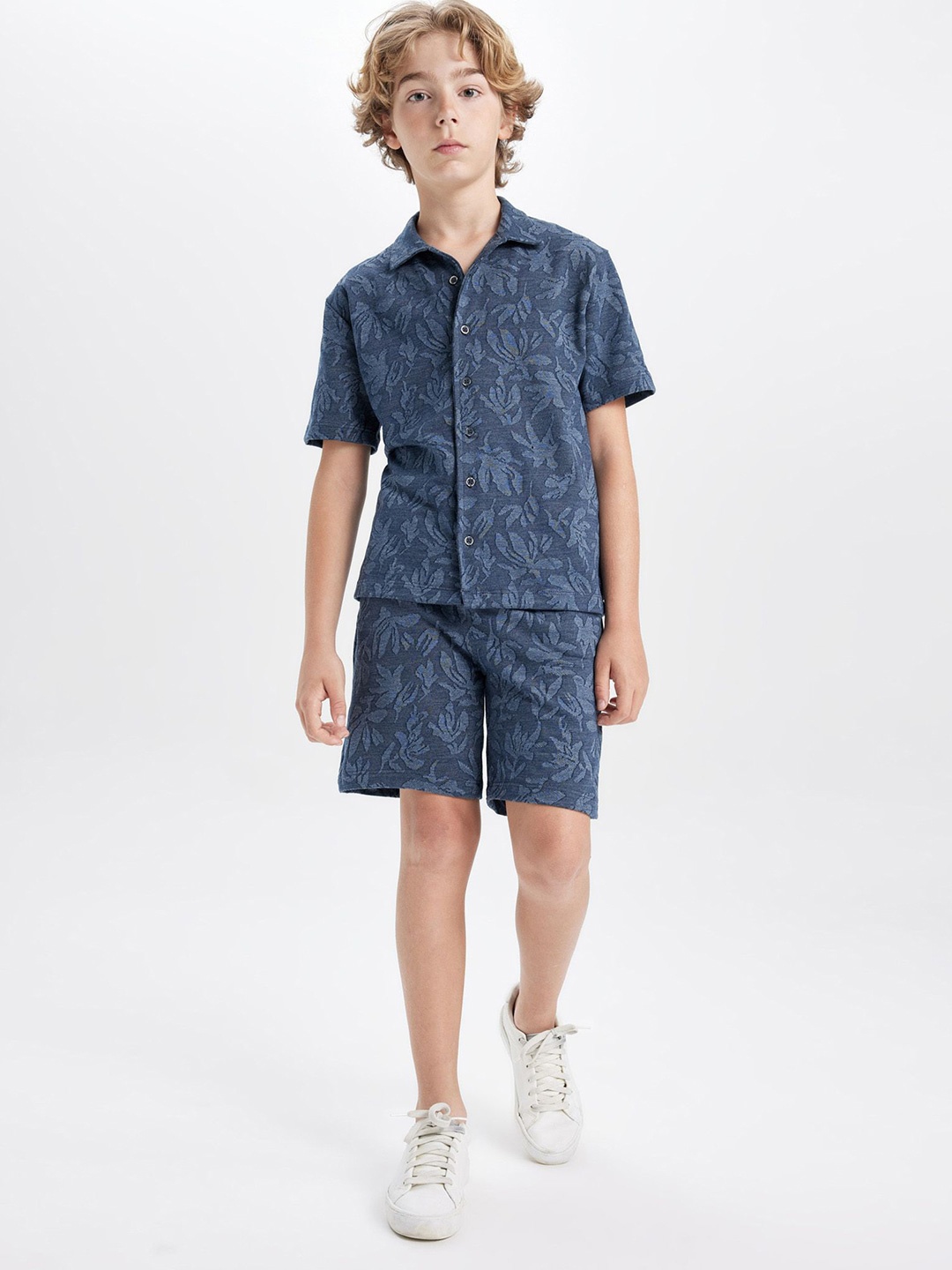 

DeFacto Boys Printed Shirt with Shorts, Blue