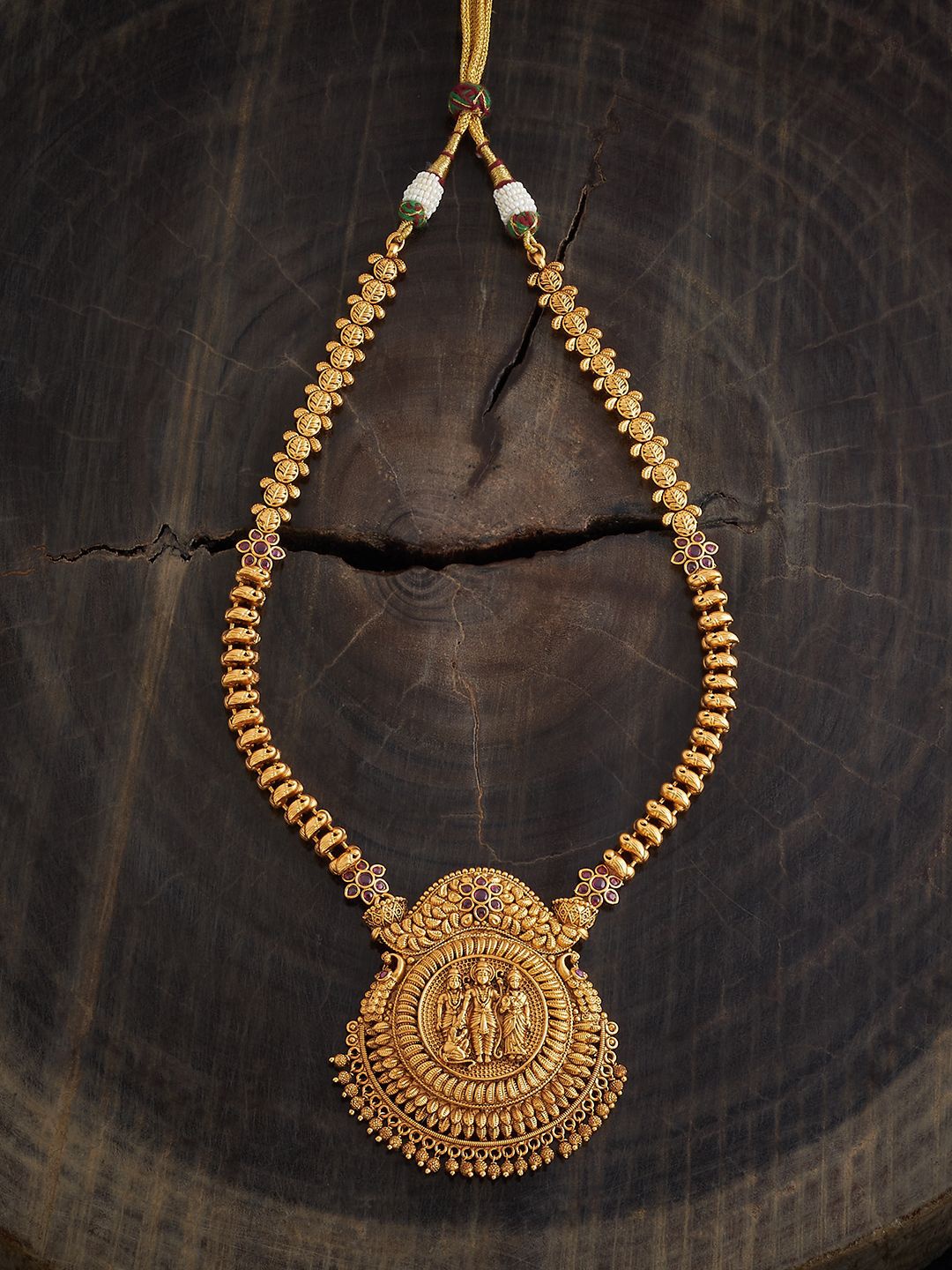 

Kushal's Fashion Jewellery Gold-Plated Stone Studded Temple Necklace